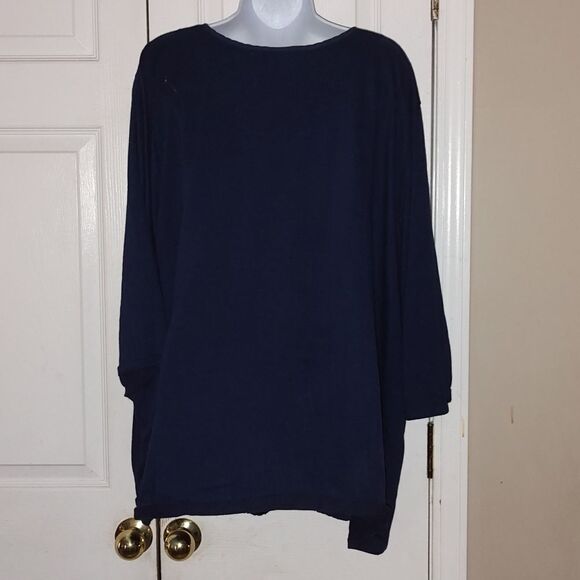 Catherines  navy blue multi texture tunic   Sz 4X - Picture 5 of 6